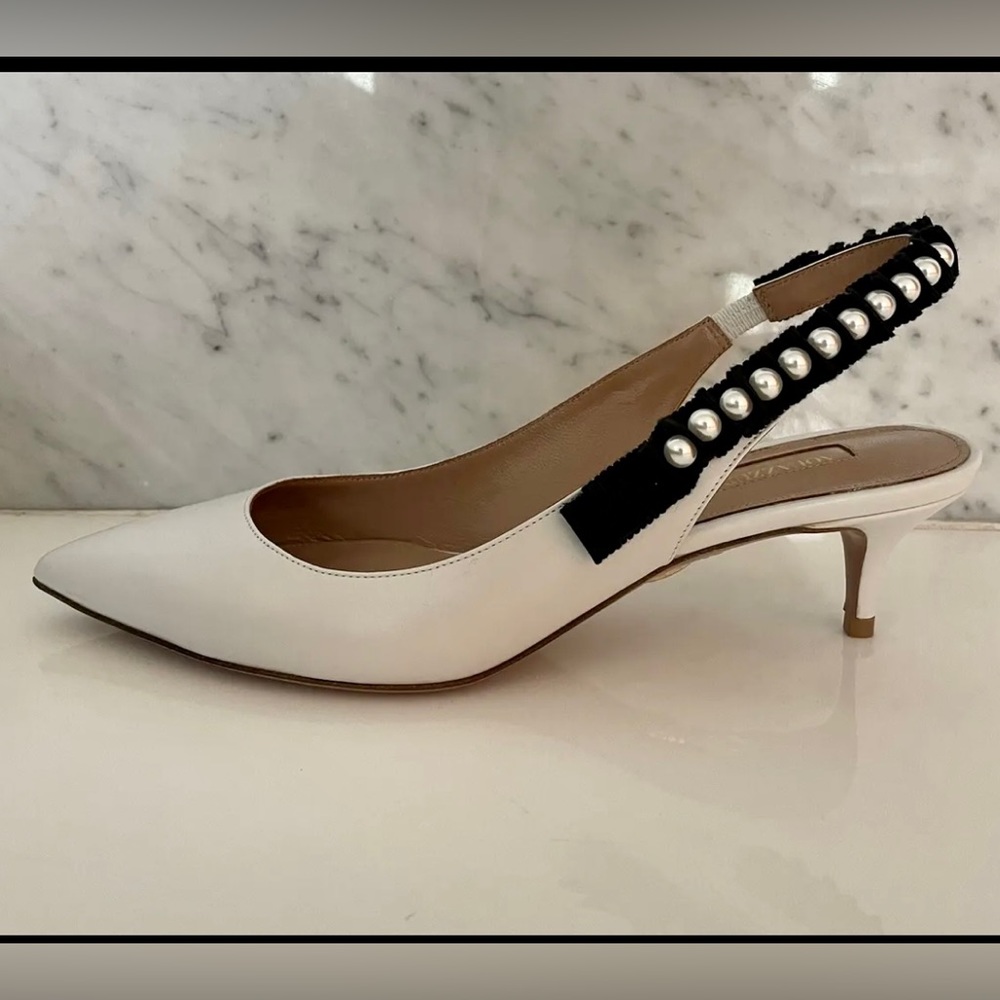 Aquazzura White/Black Love Story Pumps Size 38.5